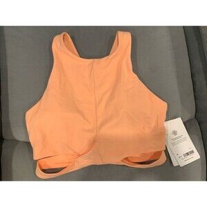 Athleta Crop tank top build in Bra Medium Peach Yoga Conscious  New
